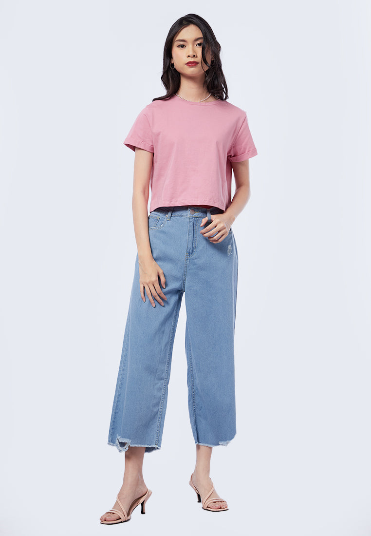 Basic Cropped Cotton T-Shirt
