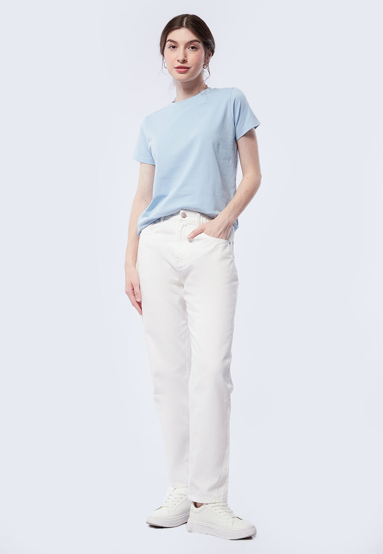 Basic Round Neck Cotton T-Shirt Powder Blue