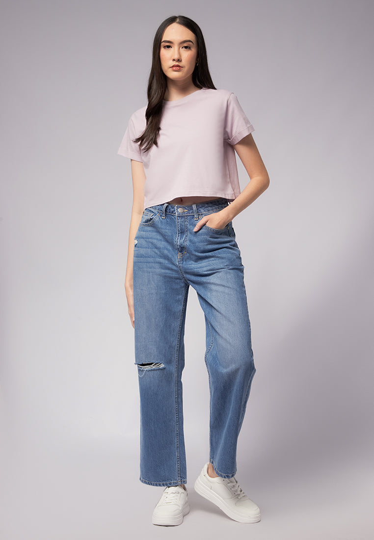 Basic Cropped Cotton T-Shirt