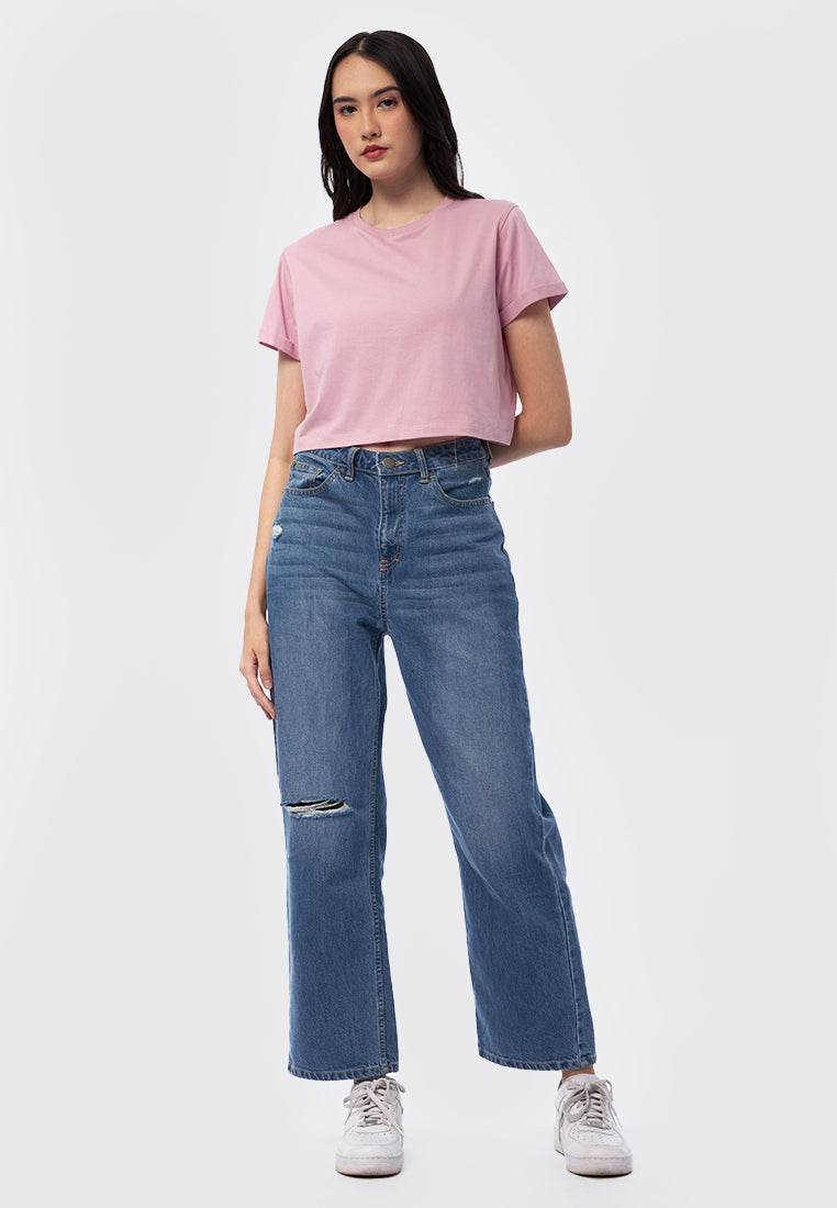 Basic Cropped Cotton T-Shirt