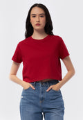 Basic Cropped Cotton T-Shirt Red
