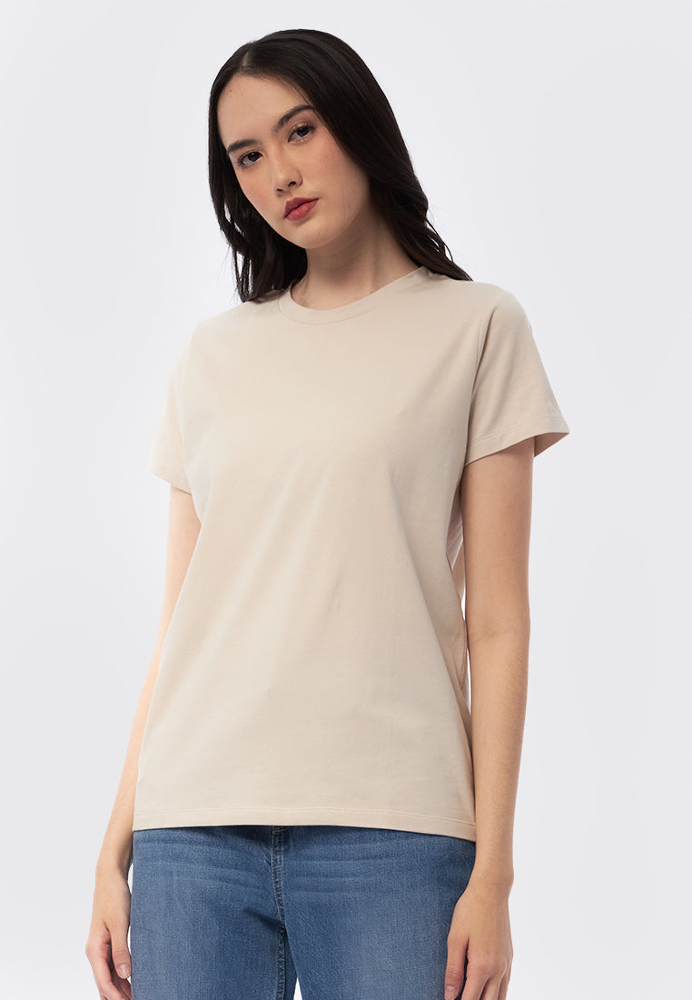 Basic Round Neck Cotton T-Shirt Moonbeam
