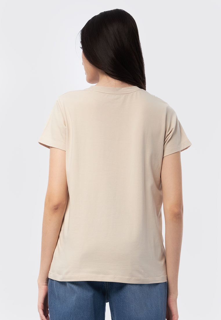 Basic Round Neck Cotton T-Shirt Moonbeam