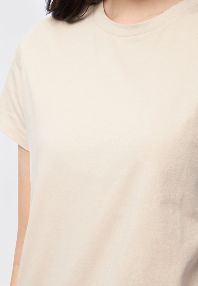 Basic Round Neck Cotton T-Shirt Moonbeam