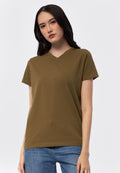 Basic V-Neck Cotton T-Shirt Nutria