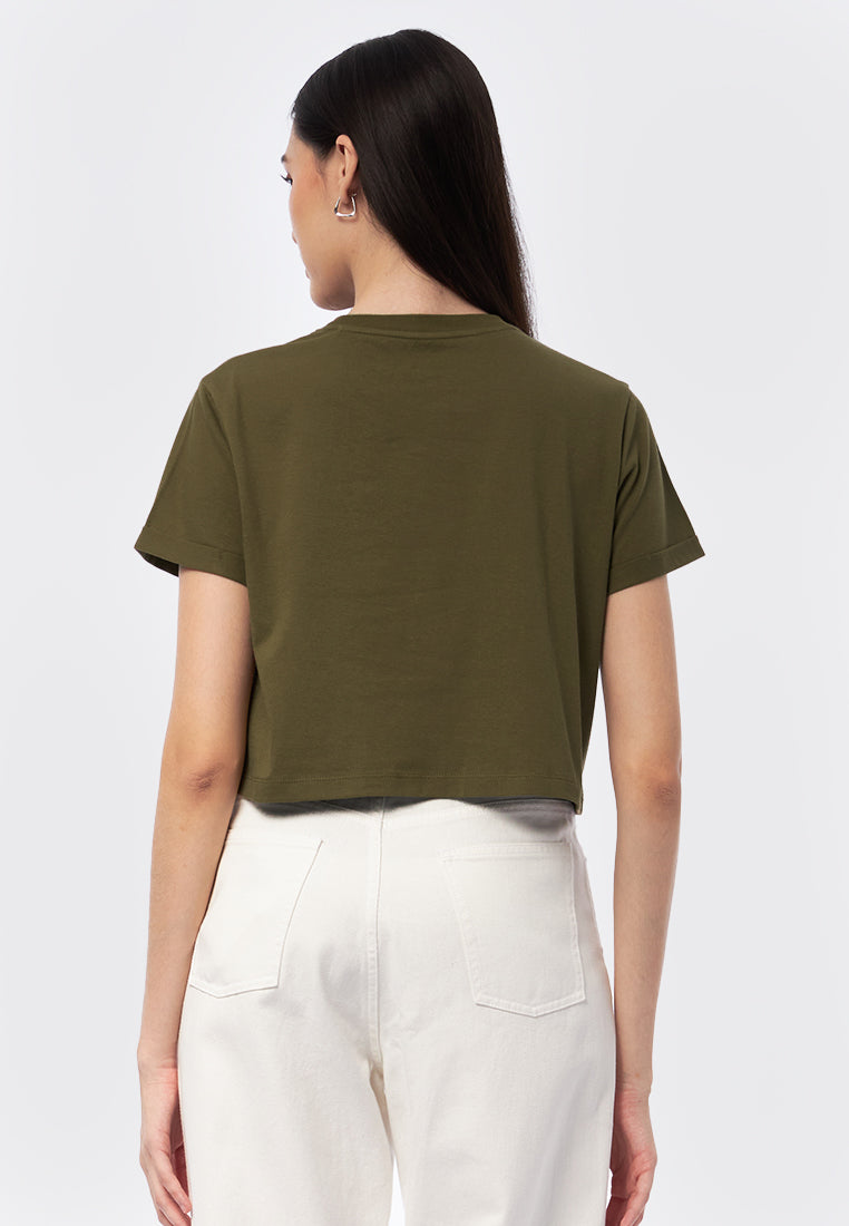 Basic Cropped Cotton T-Shirt