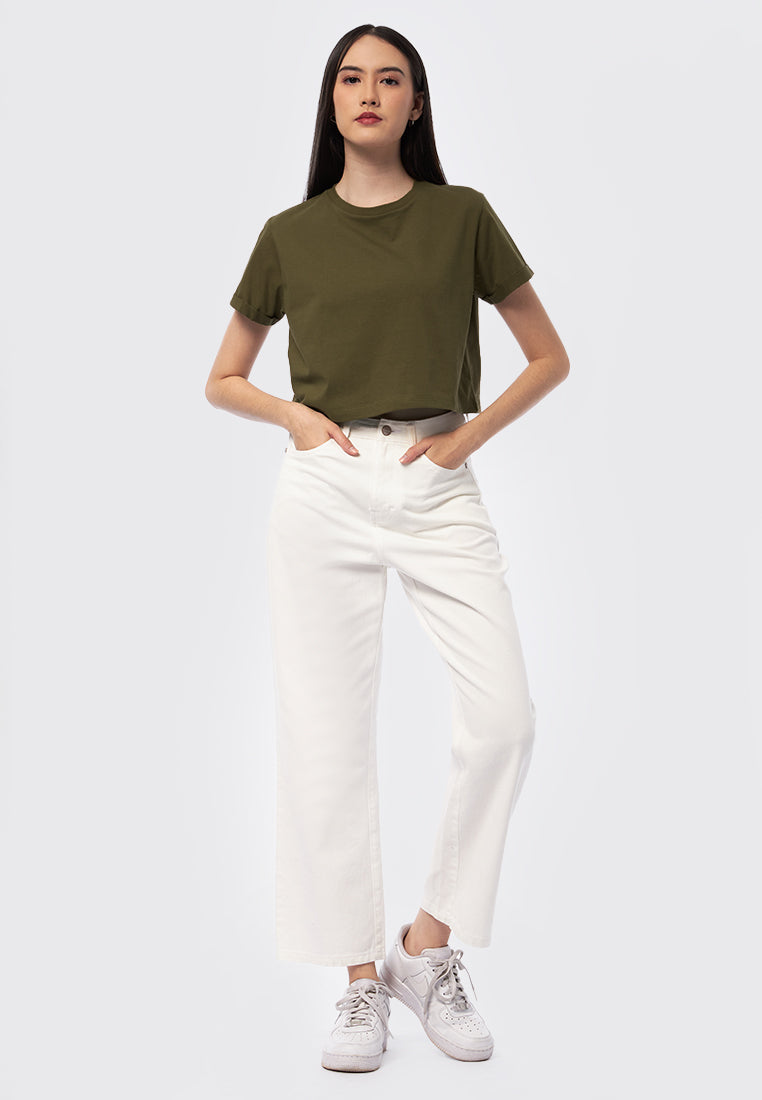 Basic Cropped Cotton T-Shirt