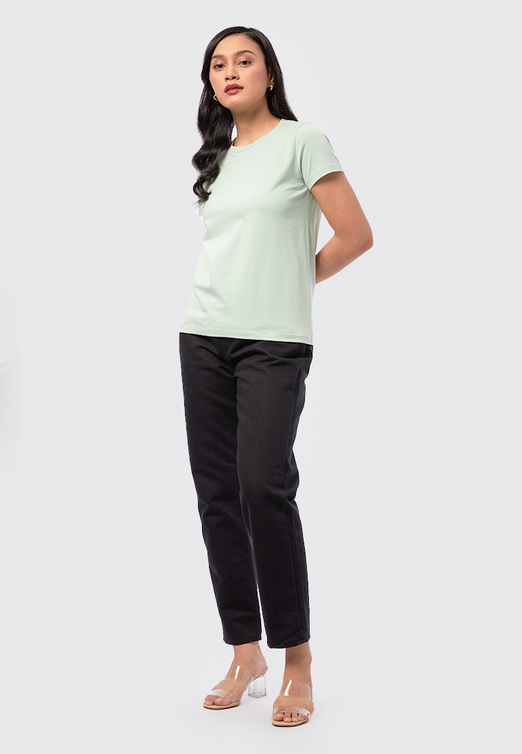 Basic Round Neck Cotton T-Shirt Mint