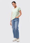 Basic V-Neck Cotton T-Shirt Mint