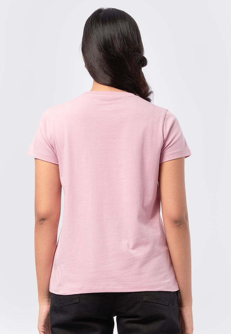 Basic Round Neck Cotton T-Shirt Pink
