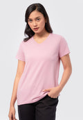 Basic V-Neck Cotton T-Shirt Pink