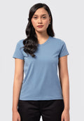 Basic V-Neck Cotton T-Shirt Blue