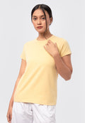 Basic Round Neck Cotton T-Shirt Light Yellow