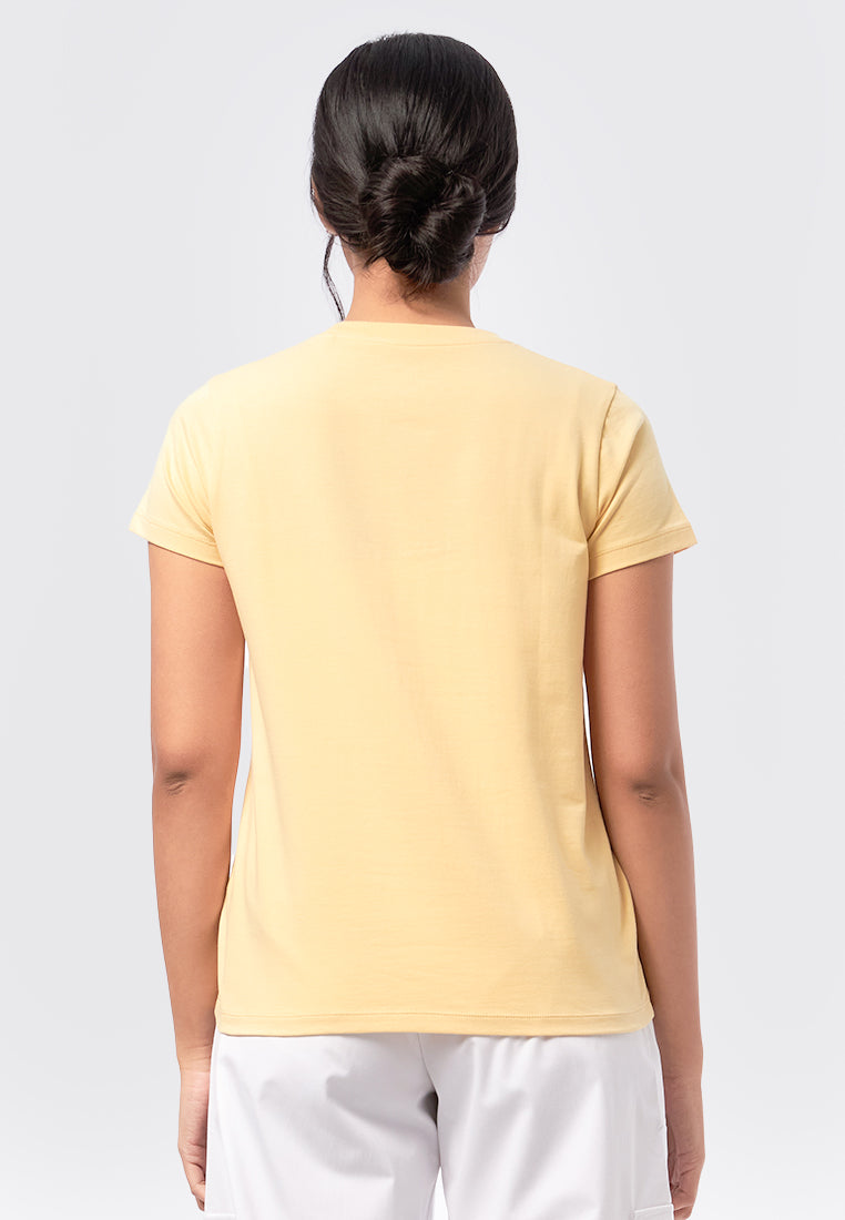 Basic Round Neck Cotton T-Shirt Light Yellow