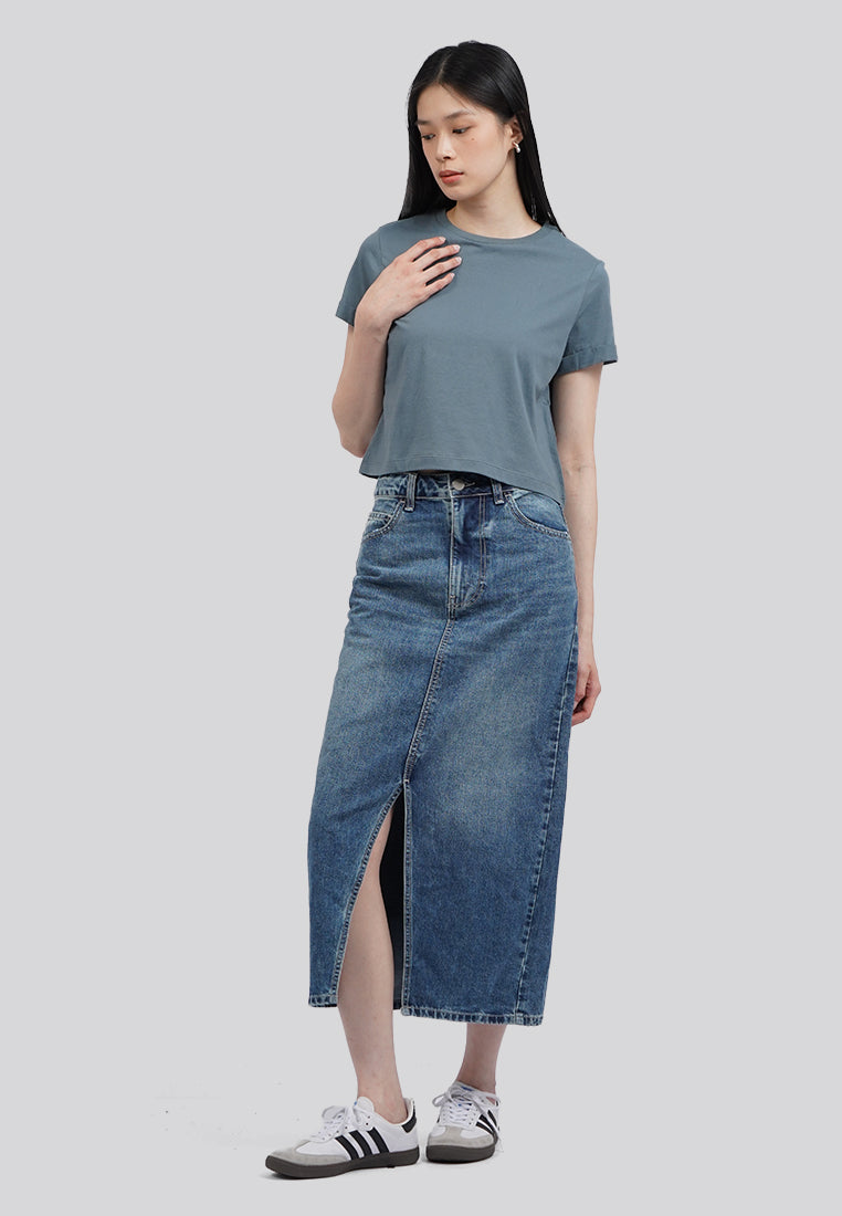Basic Cropped Cotton T-Shirt