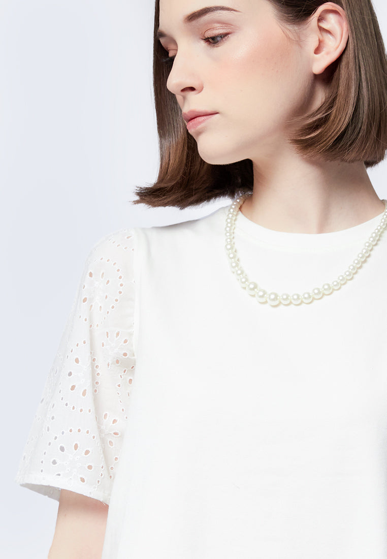 Short Sleeve Eyelet Top