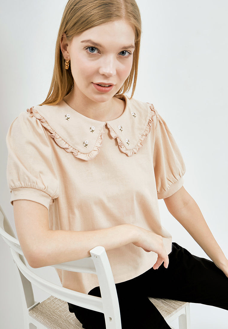 Embroidery Collar Top