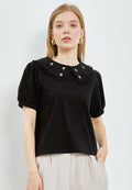Embroidery Collar Top