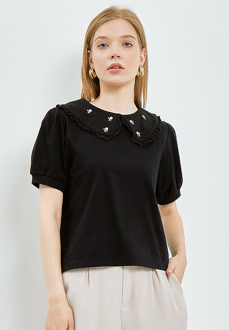 Embroidery Collar Top
