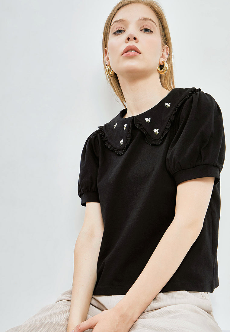 Embroidery Collar Top