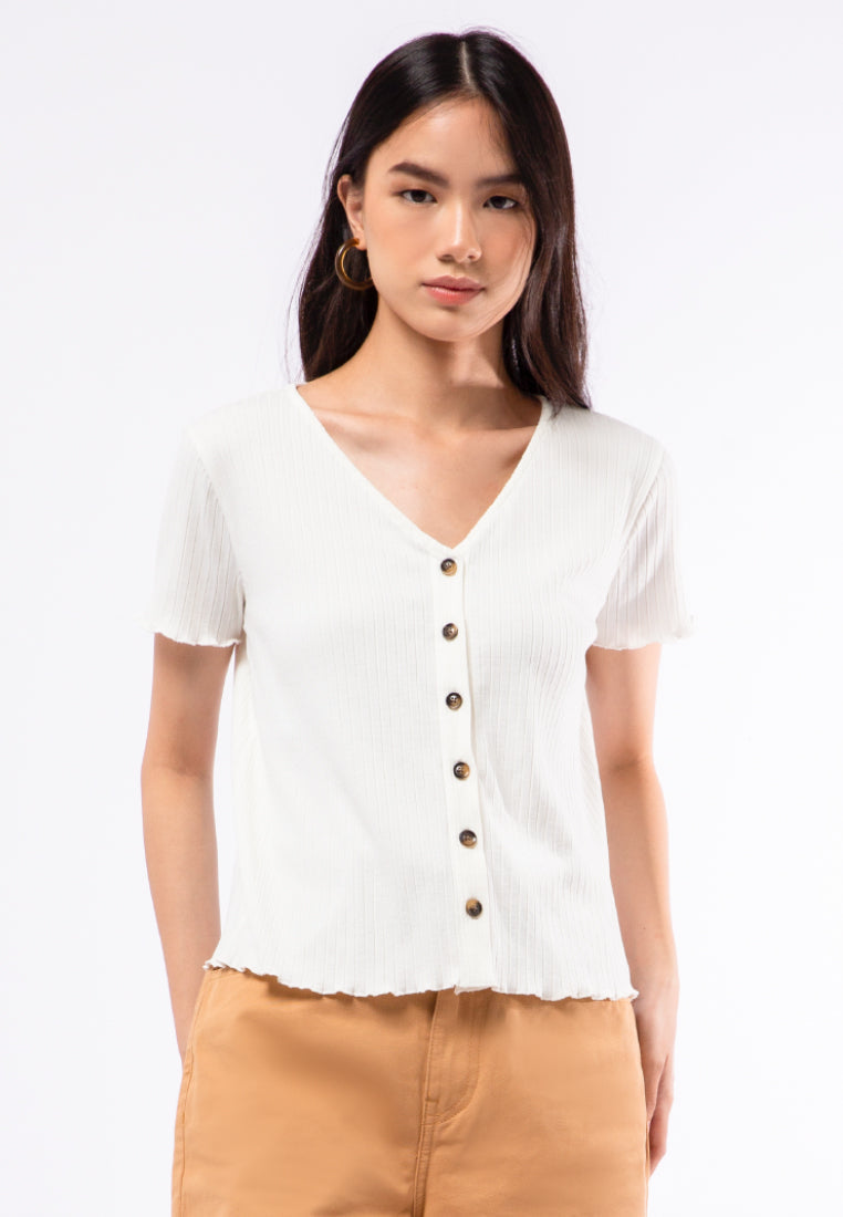 Button Up Ribbed Top