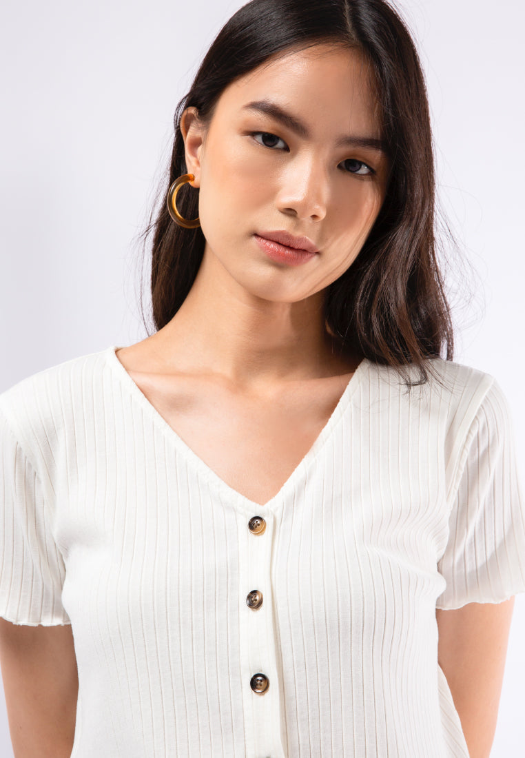 Button Up Ribbed Top