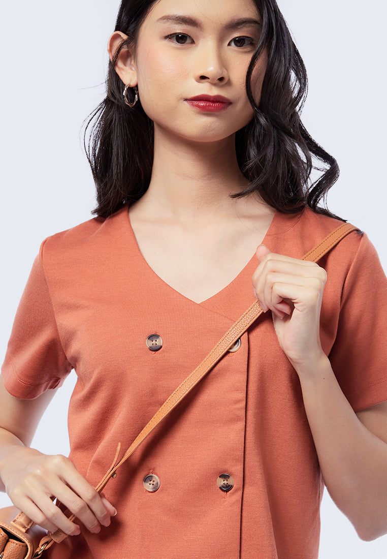 Double Breasted Short Sleeve Top