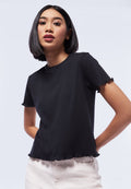 Round Neck Rib Short Sleeve T-Shirt
