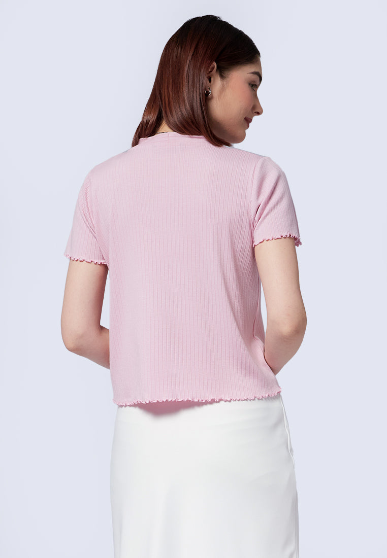 Button Up Short Sleeve Crop Top