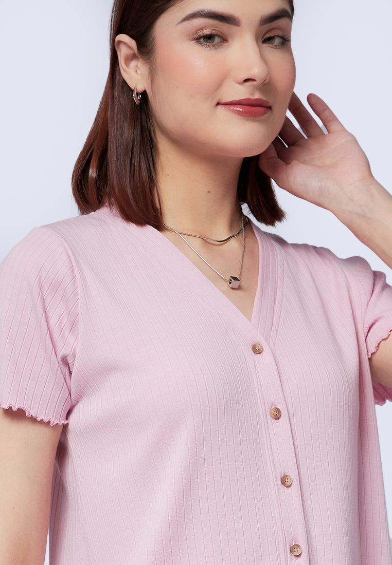 Button Up Short Sleeve Crop Top
