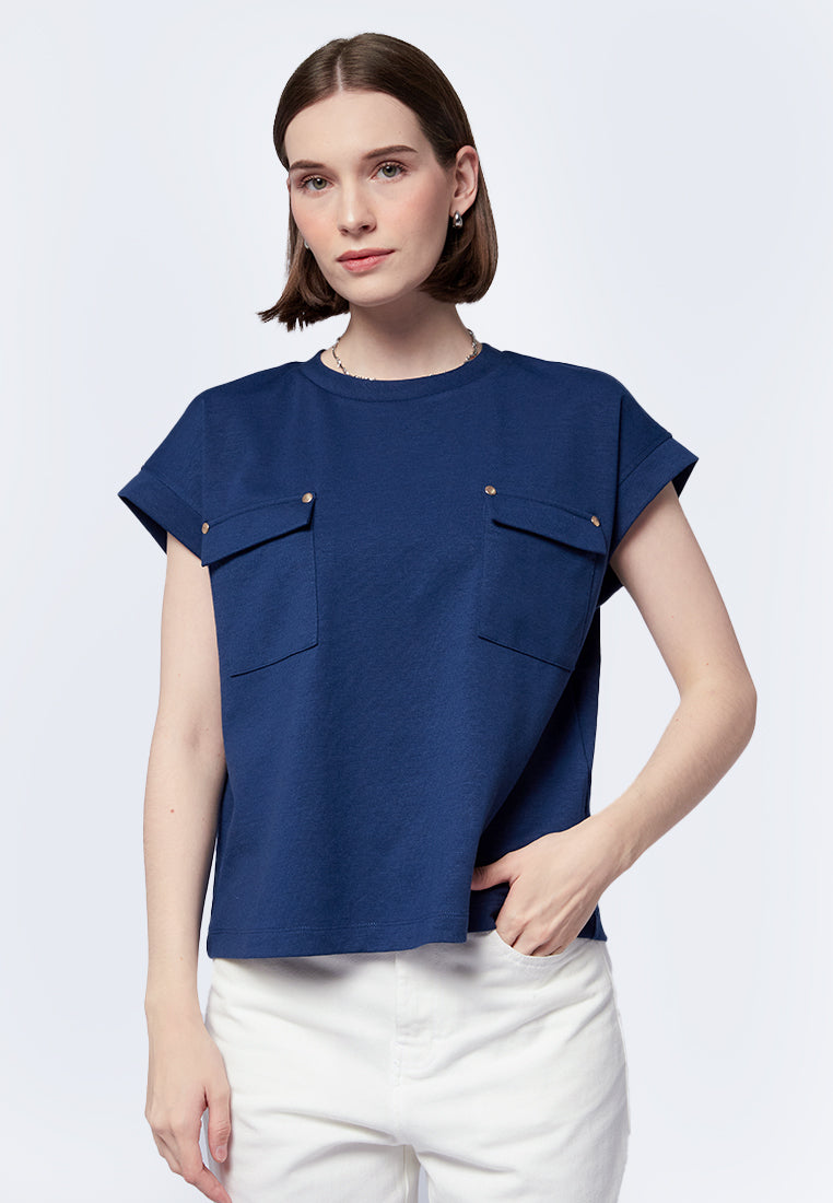 Short Sleeve Top with Pocket Details