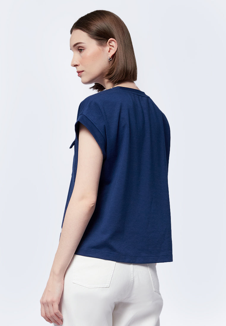 Short Sleeve Top with Pocket Details