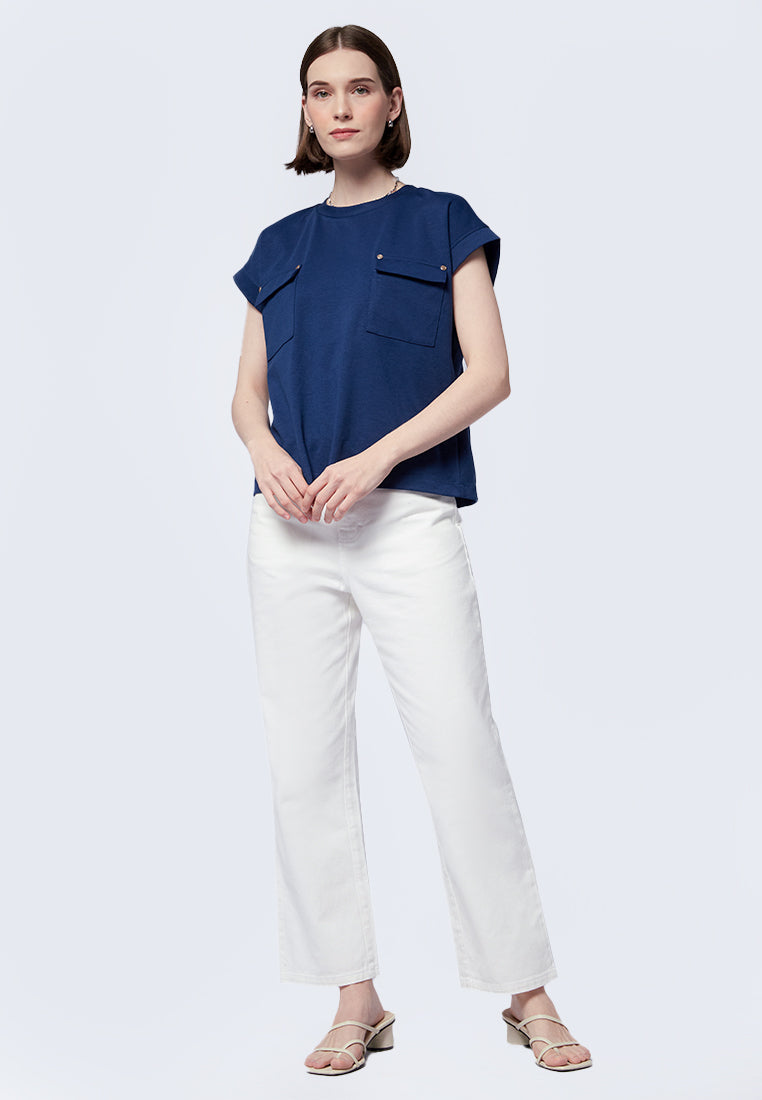 Short Sleeve Top with Pocket Details