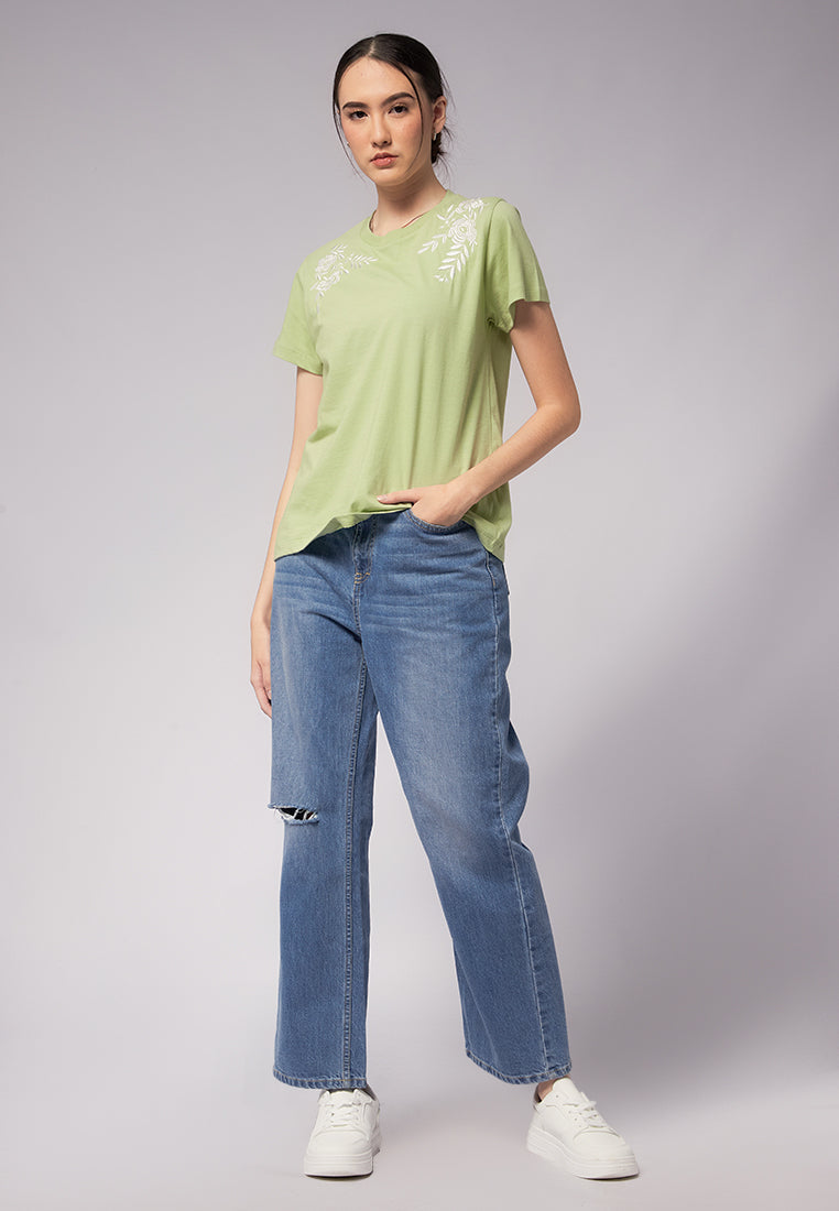 Embroidered Drop Shoulder T-Shirt