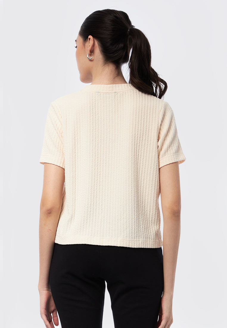 V-Neck Rib Top with Button