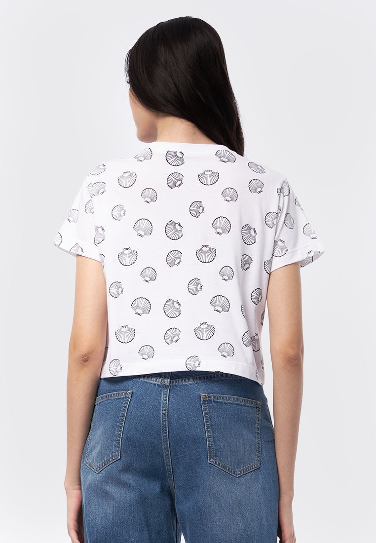 Full Printed Short Sleeve Crop Tee