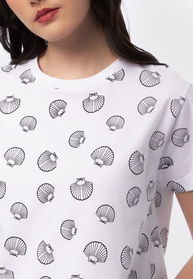 Full Printed Short Sleeve Crop Tee