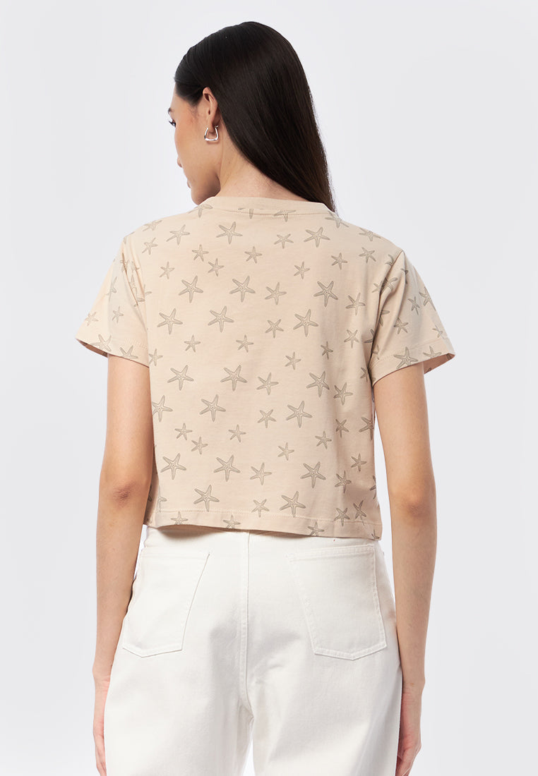Full Printed Short Sleeve Crop Tee