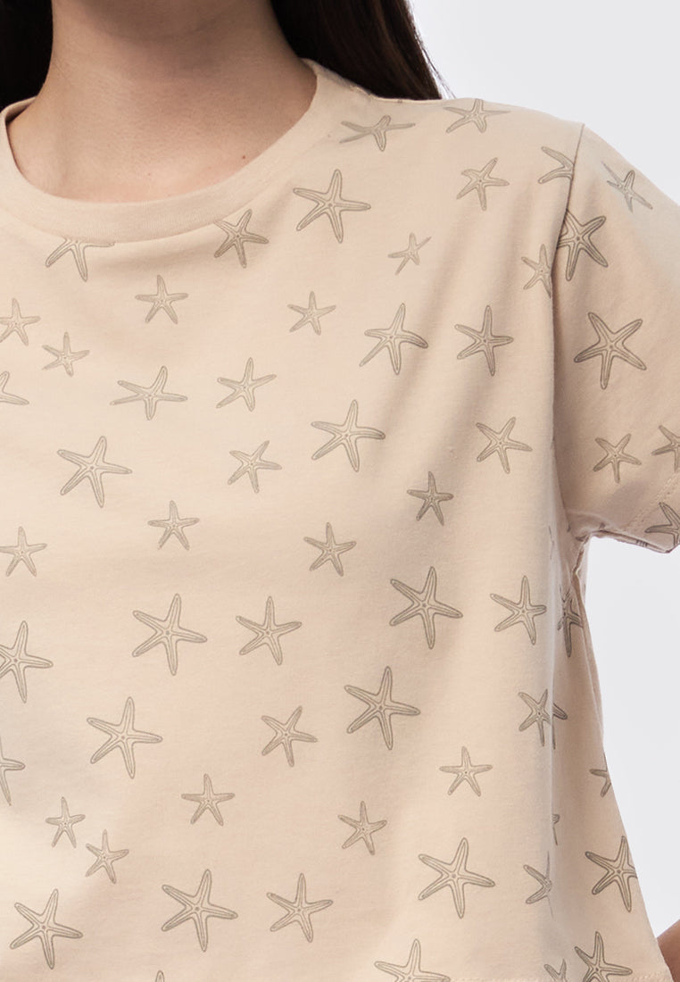 Full Printed Short Sleeve Crop Tee