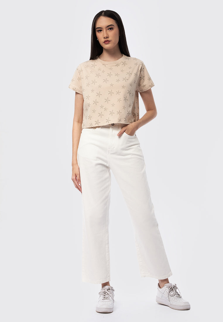Full Printed Short Sleeve Crop Tee