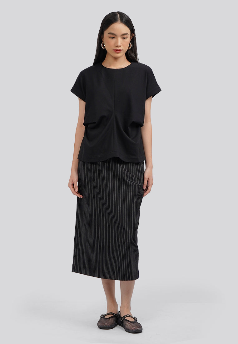 Draped-Waist Loose Top