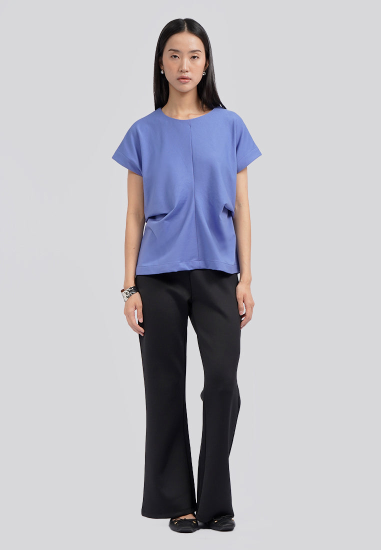 Drape-Waist Short Sleeve Top