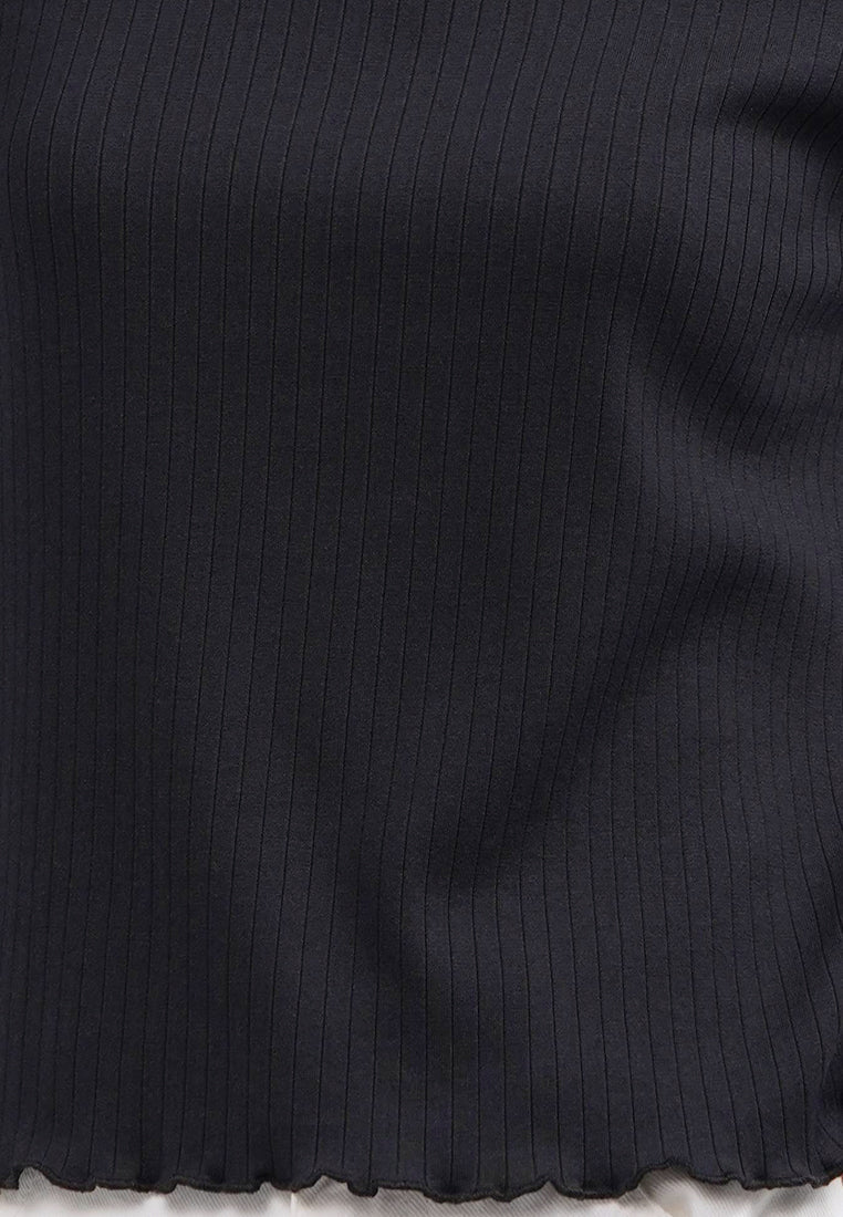 Short Sleeve Rib Top Black