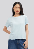 Short Sleeve Rib Top Ice Blue