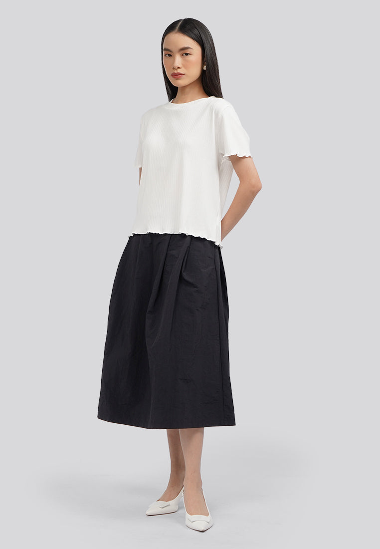 Short Sleeve Rib Top Off White