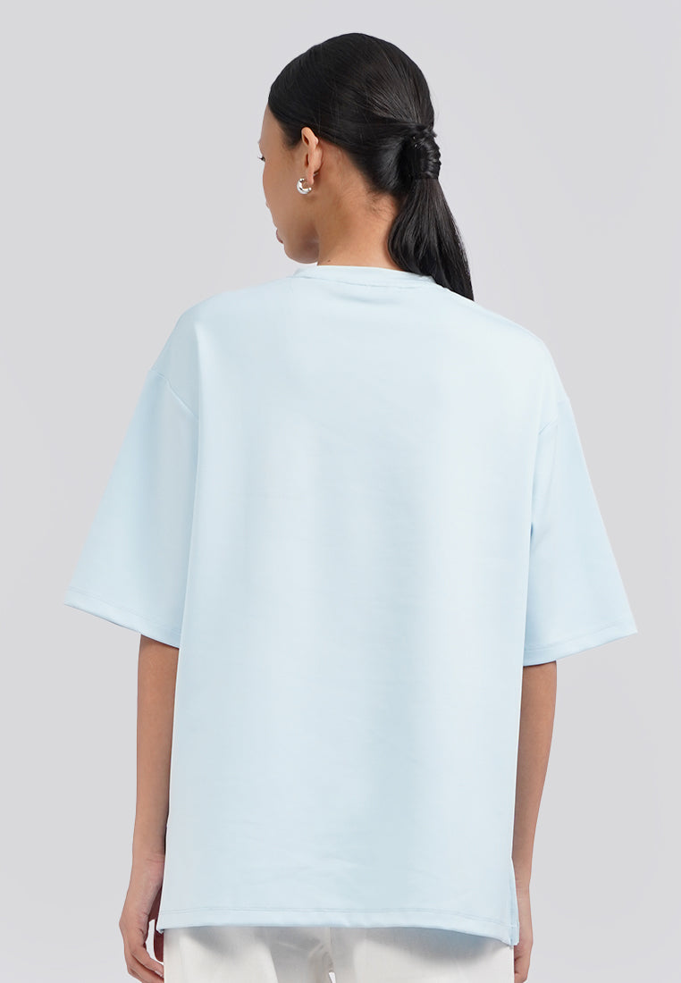 Oversized Scuba Short Sleeve T-Shirt Light Blue