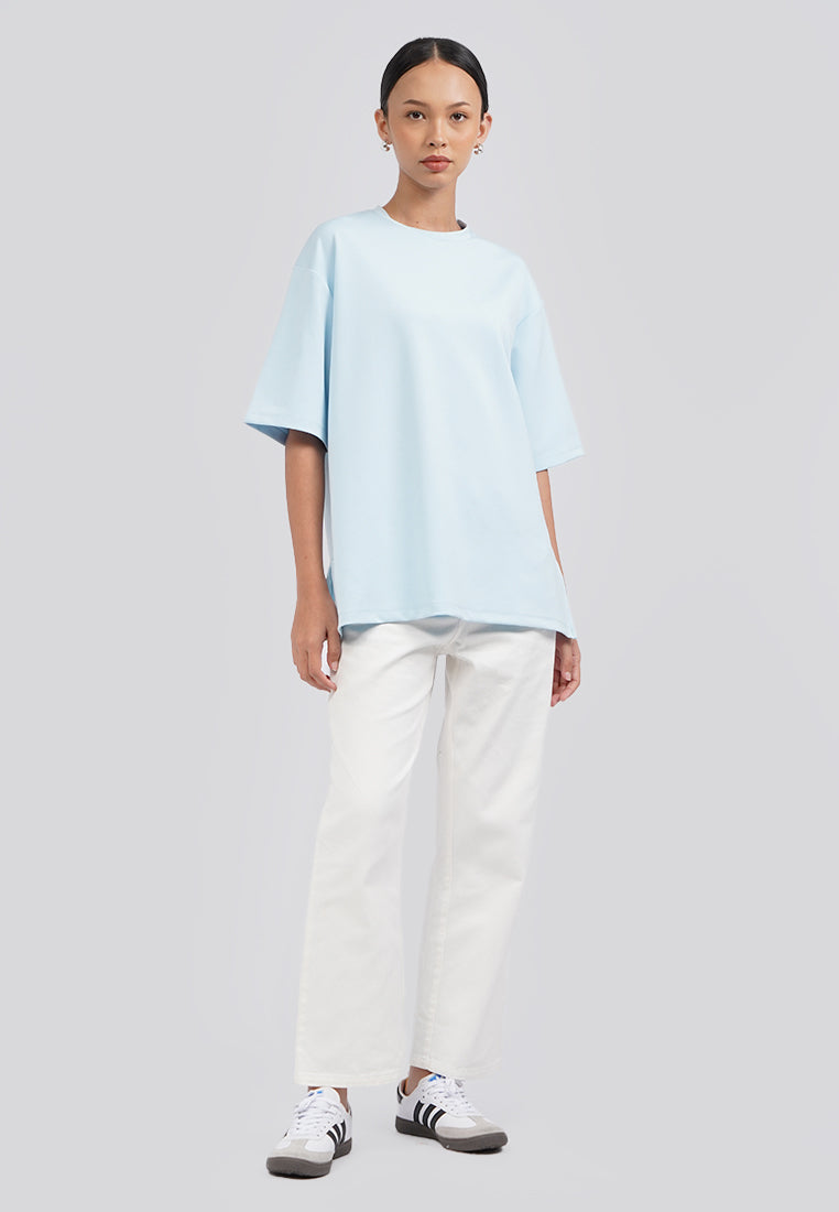 Oversized Scuba Short Sleeve T-Shirt Light Blue