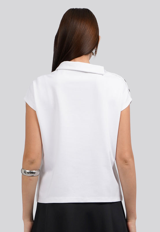 Mock Collar Short Sleeve Top