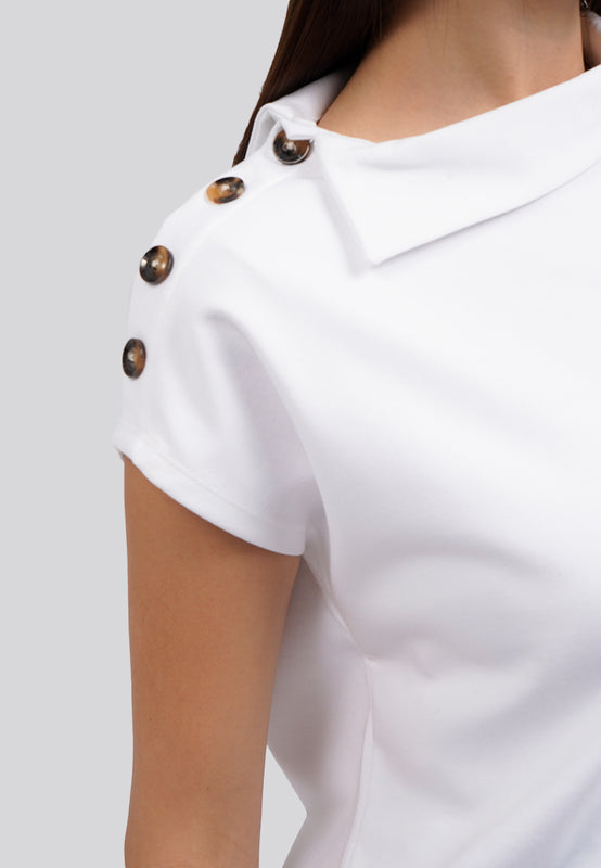 Mock Collar Short Sleeve Top