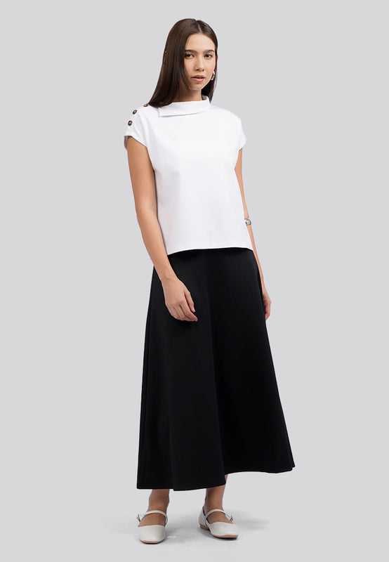 Mock Collar Short Sleeve Top